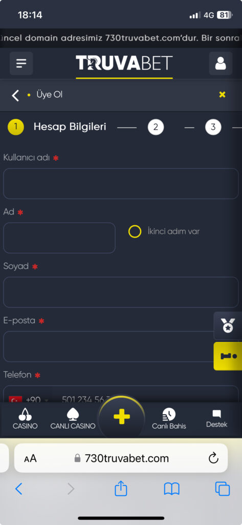truvabet uye ol mobil - Truvabet Üye Olma