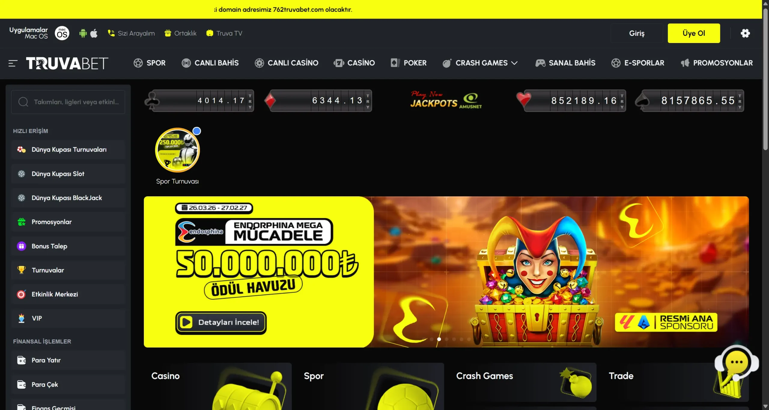 Truvabet 2026 Ocak Yenilenmis Arayüz Görüntüsü