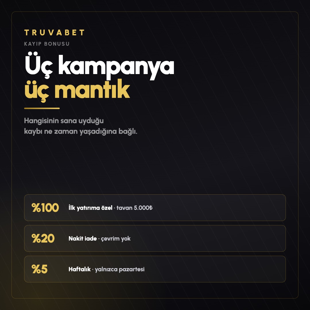 Truvabet Kayıp Bonusu: Üç Kampanya, Üç Farklı Mantık 1 - TRUVABET Truvabet Kayıp Bonusu: Üç Kampanya, Üç Farklı Mantık